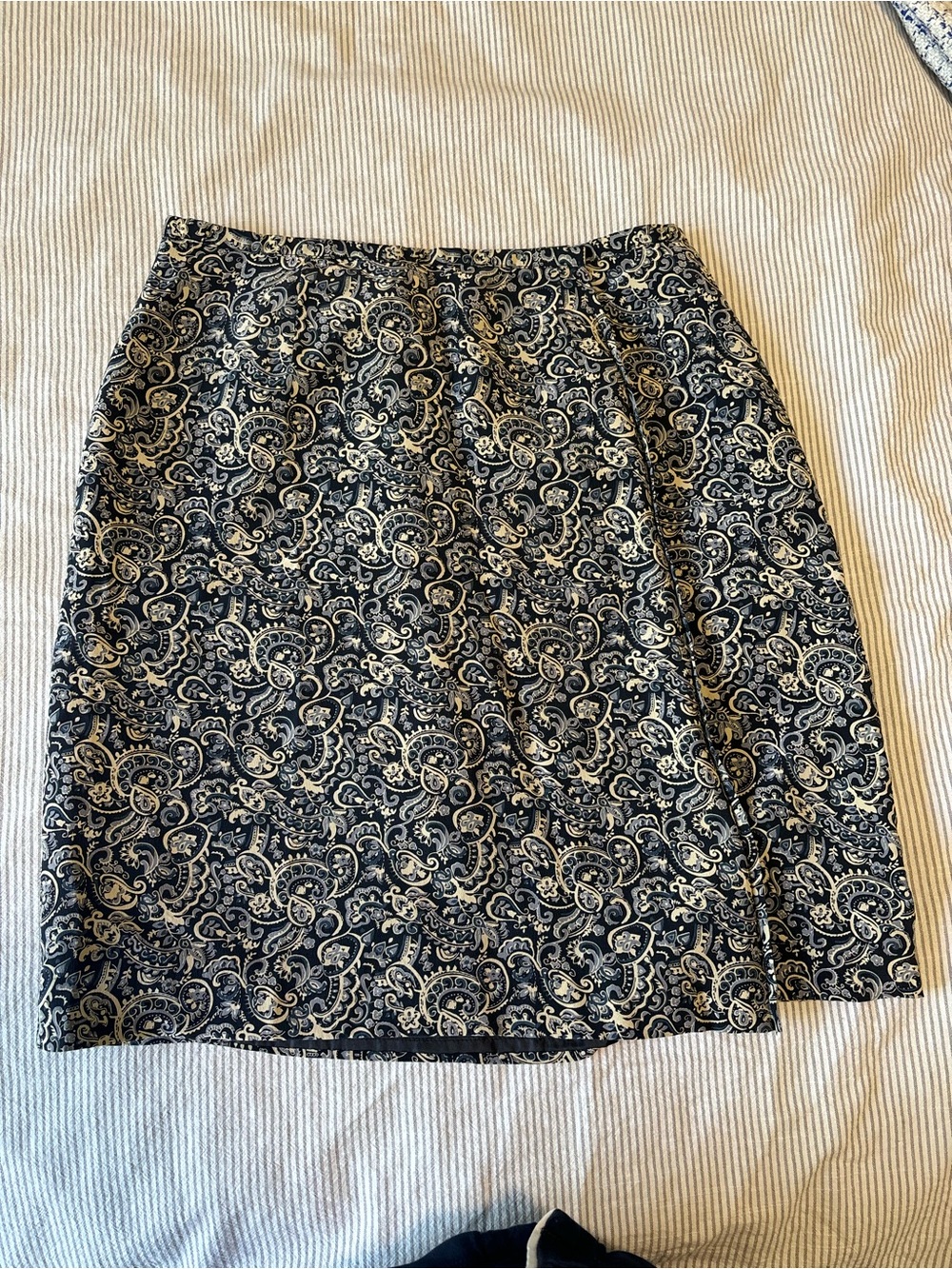 Merona Navy & Cream Paisley Wrap Mini Skirt